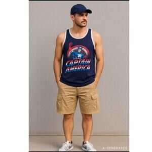 Marvel Comics Captain America Tank Top Men’s XL Retro‎ Graphic Tee